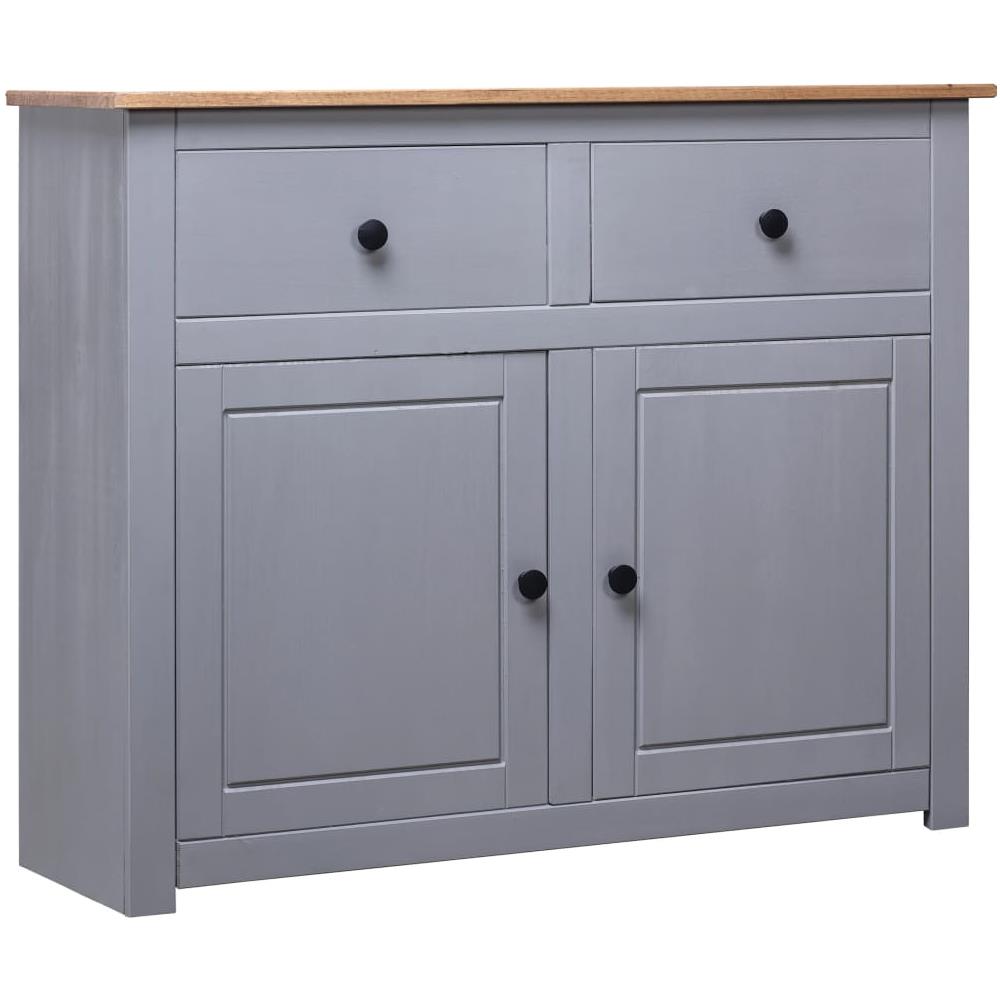 Credenza Grigia 93x40x80 cm in Legno Massello di Pino Panama - Foto 1