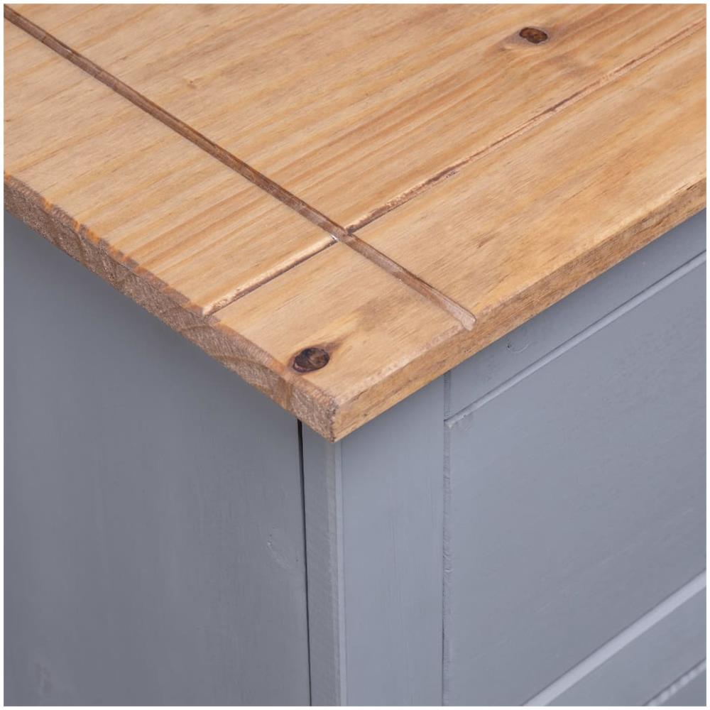 Credenza Grigia 93x40x80 cm in Legno Massello di Pino Panama - Foto 2