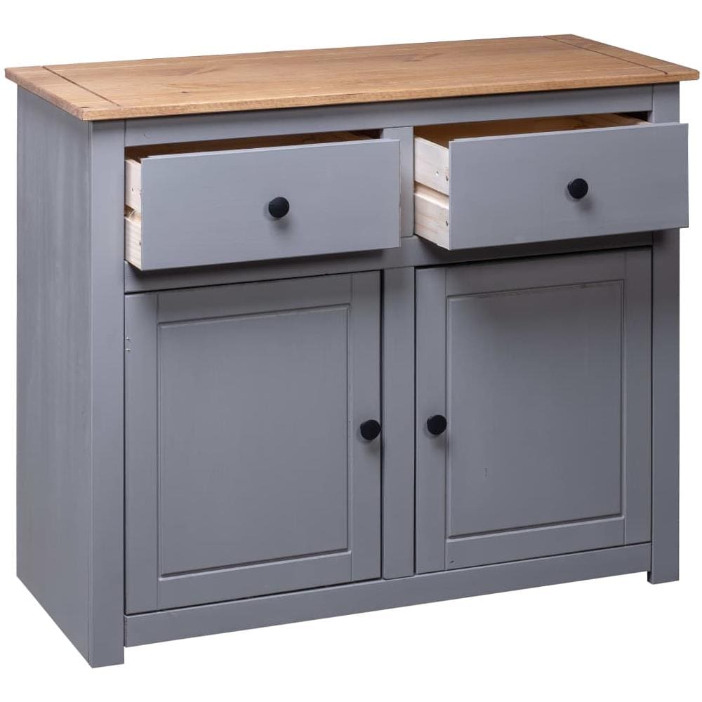 Credenza Grigia 93x40x80 cm in Legno Massello di Pino Panama - Foto 8
