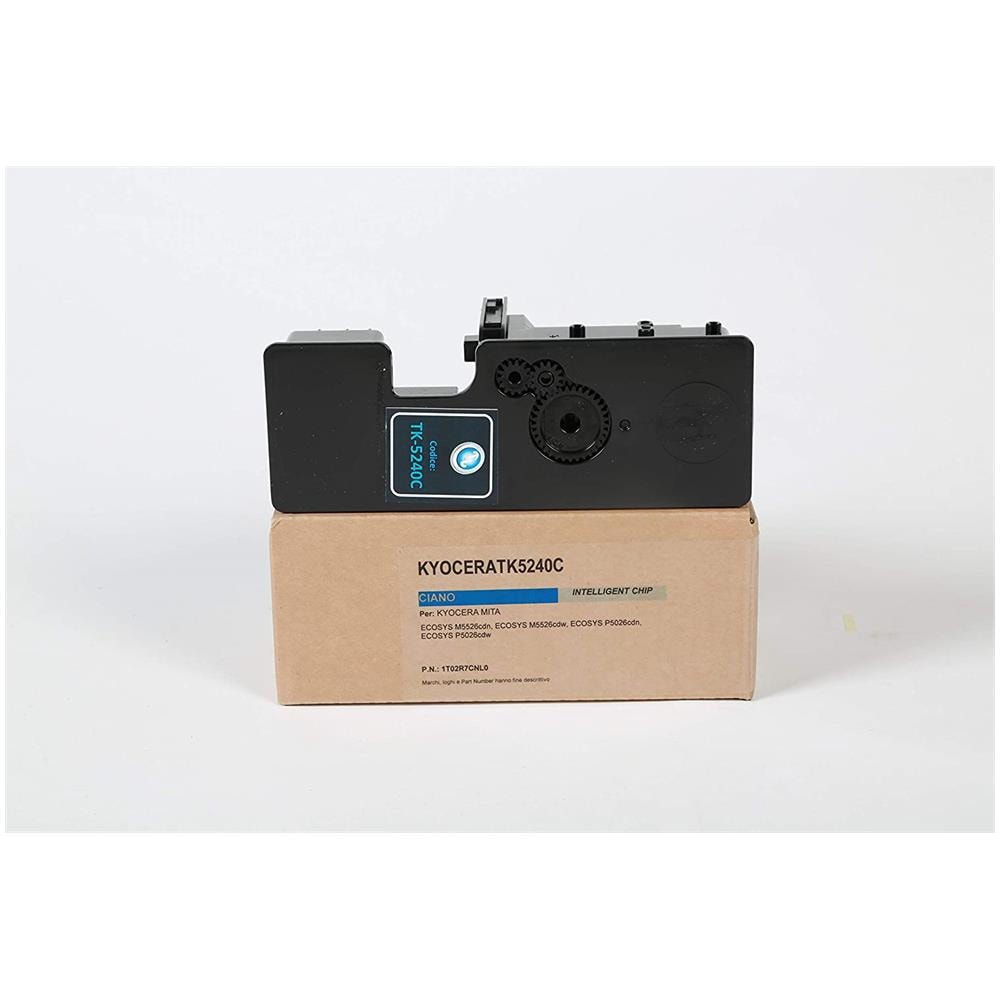 TONER COMPATIBILE - Kyocera Tk-5240c Ciano 1t02r7cnl0 Per Ecosys M5526cdn, Ecosys M5526cdw, Ecosys P5026cdn, Ecosys P5026cdw Fornito Di Intelligent Chip Capacità 3000 Copie Made In Italy - Foto 1