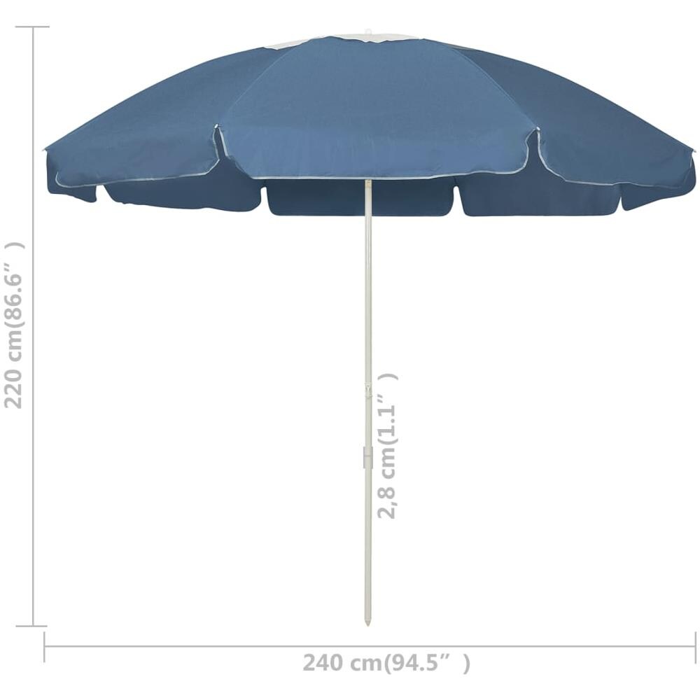 Ombrellone Da Spiaggia Blu 240 Cm - Foto 9