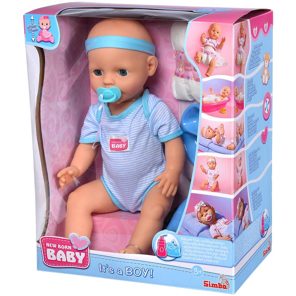 New Born Baby Blue Baby Doll 43cm Beve Pipì - Foto 2