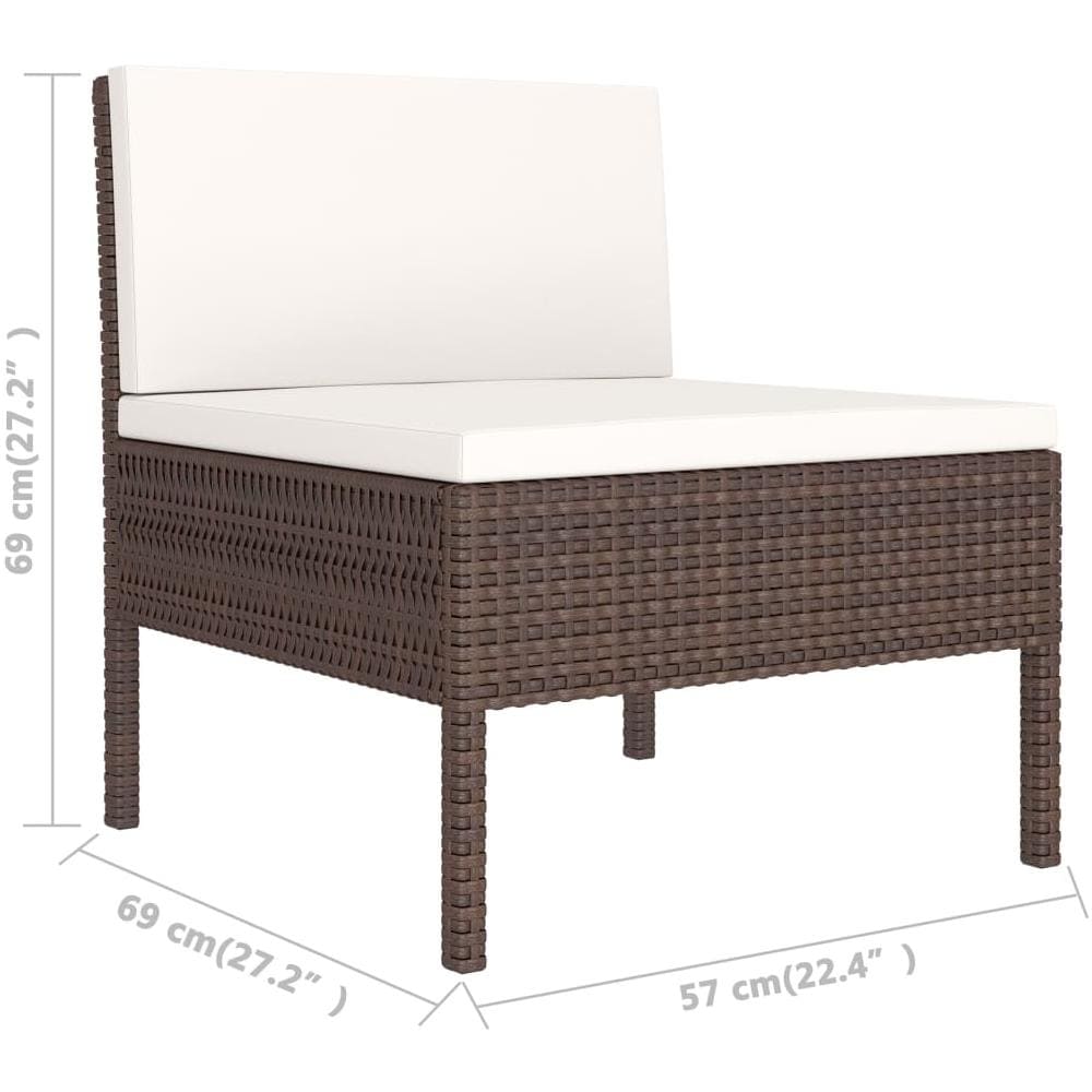 Sedie da Giardino 3 pz con Cuscini in Polyrattan Marroni - Foto 1