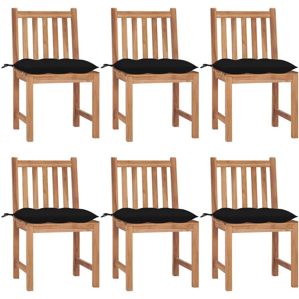 Sedie da Giardino 6 pz con Cuscini in Legno Massello di Teak - Foto 1