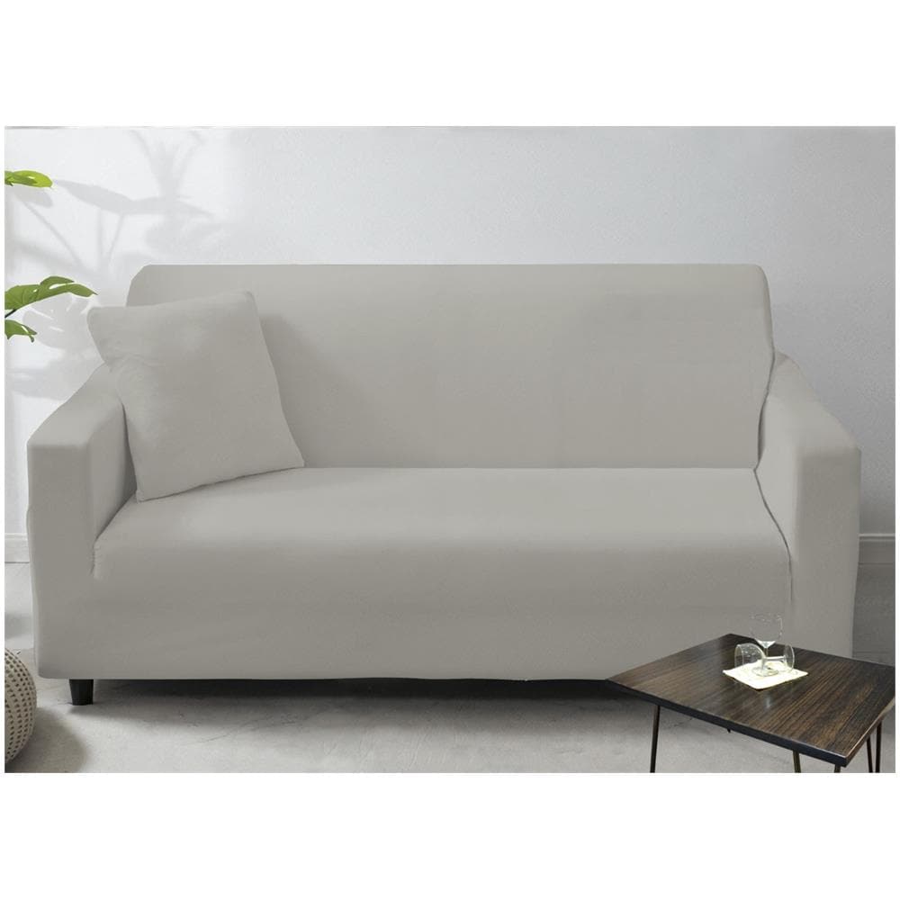 Copridivano Antimacchia Elasticizzato Penisola Componibile Tinta Unita Modello Perfetto 3+4 Grigio Chiaro - Foto 1