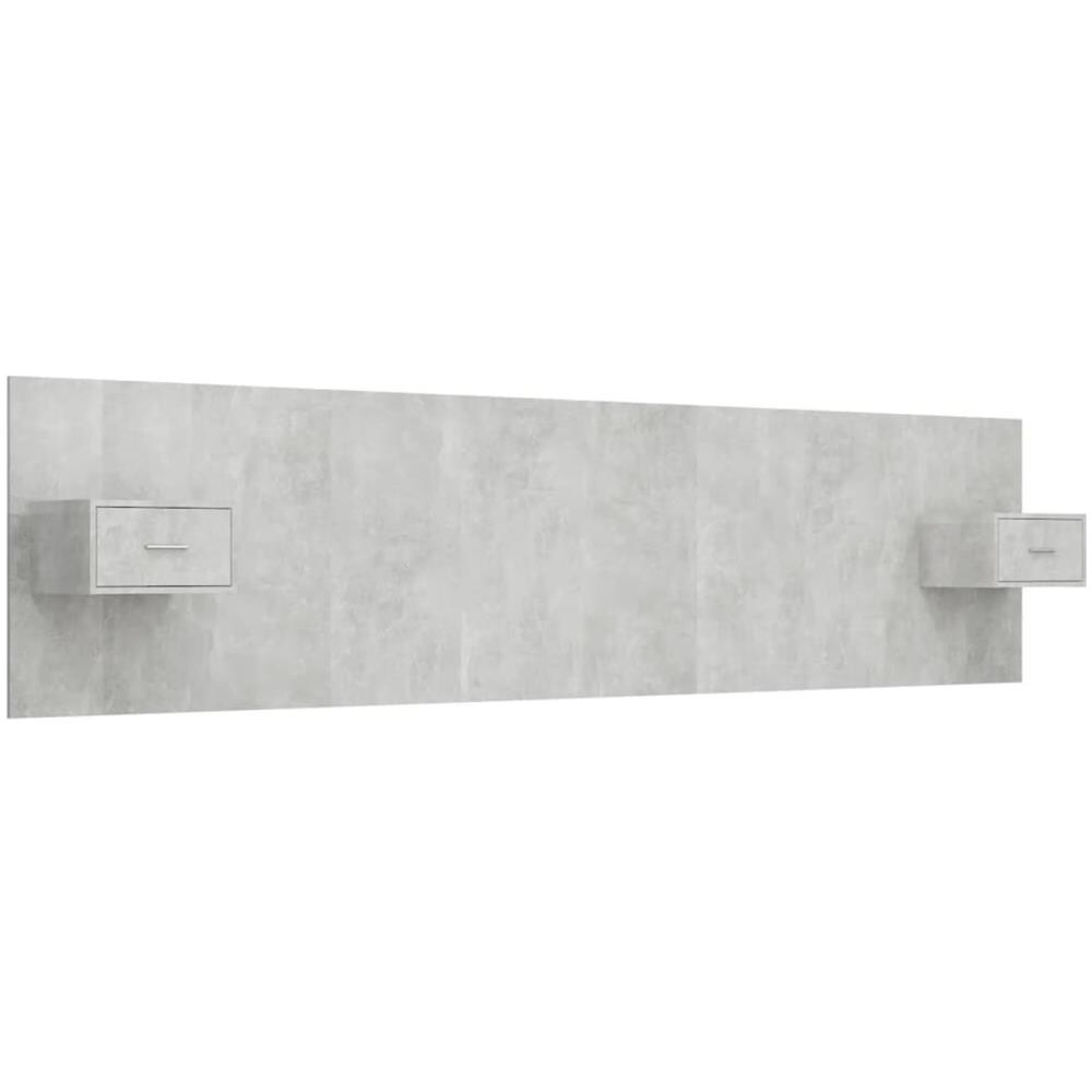 Testiera Letto Con Comodini In Legno Multistrato Grigio Cemento - Foto 2