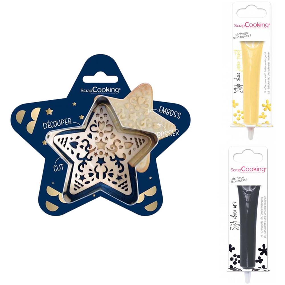 Kit Tagliabiscotti Stella + 2 Penne Al Cioccolato Giallo Pastello E Fondente - Foto 1