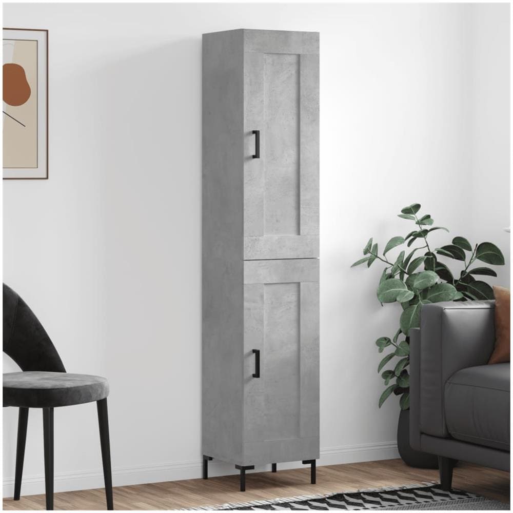 Credenza Grigio Cemento 34,5x34x180 Cm In Legno Multistrato - Foto 1