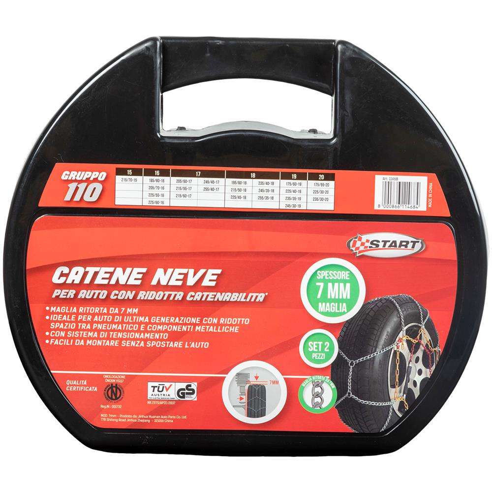 Set Di 2 Pezzi Catene Da Neve - 7 Millimetri - Gruppo 110 - Massima Aderenza E Sicurezza Con Sistema Di Tensionamento - Omologazione Onorm V5117 - Foto 1
