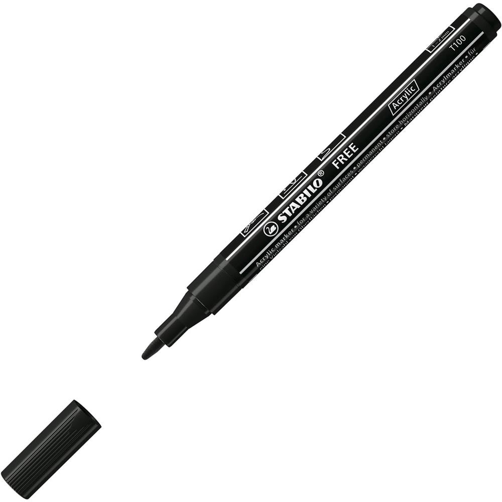 FREE Acrylic - Marker acrilico - Pack da 3 - 1x T100, T300, T800C - con 3 punte diverse - Nero - Foto 2