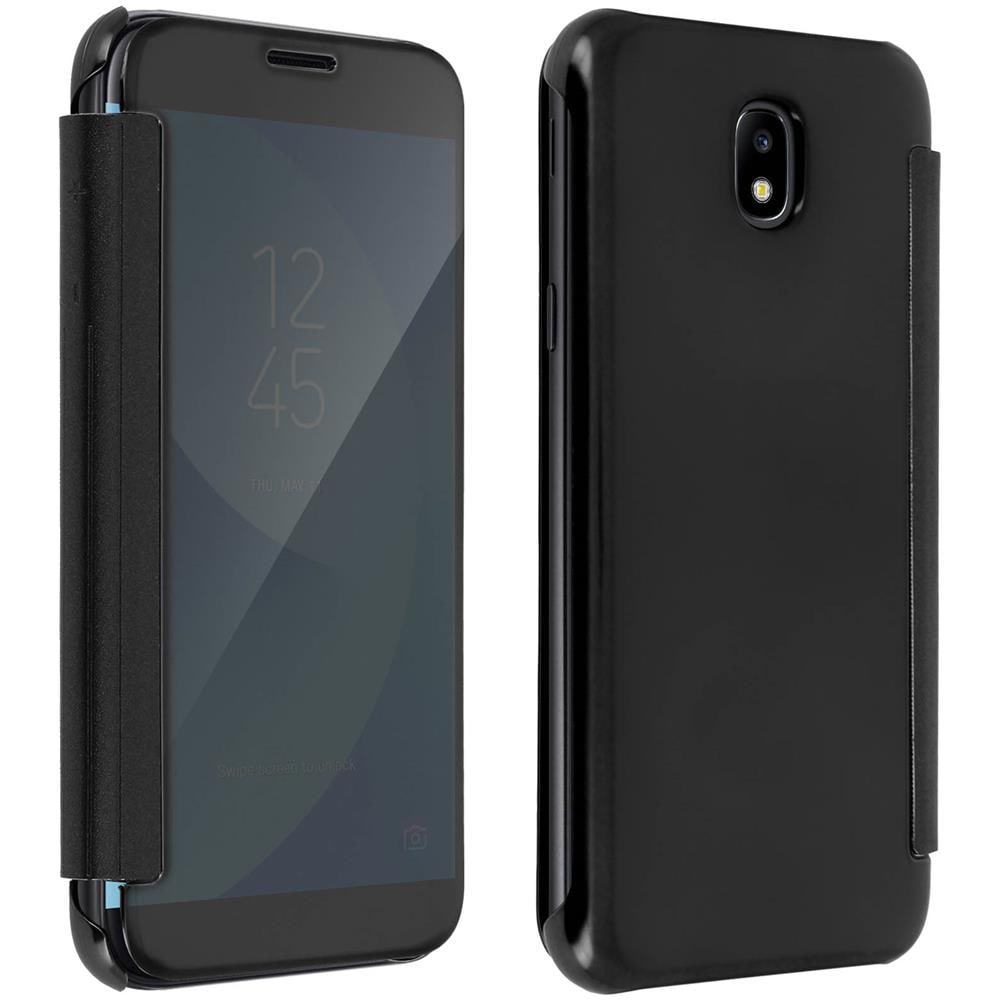 Custodia A Libro Clear View Effetto Specchio Per Samsung Galaxy J3 2017 - Nera - Foto 1
