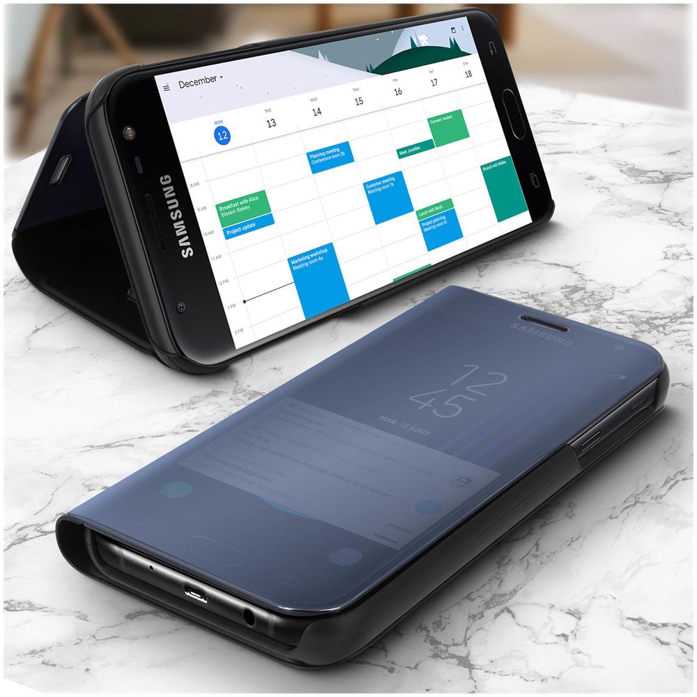 Custodia A Libro Clear View Effetto Specchio Per Samsung Galaxy J3 2017 - Nera - Foto 15