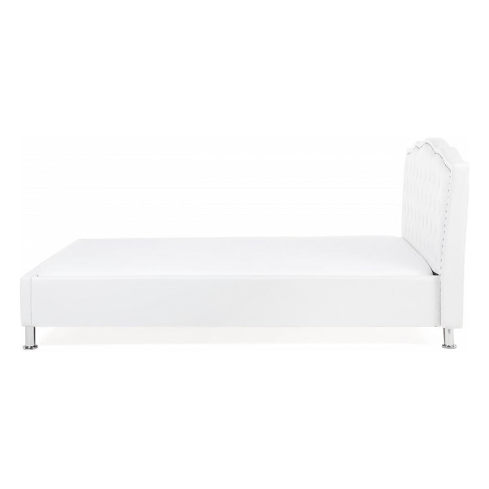 Letto Matrimoniale Moderno In Pelle Sintetica Bianca 140x200cm Metz - Foto 2