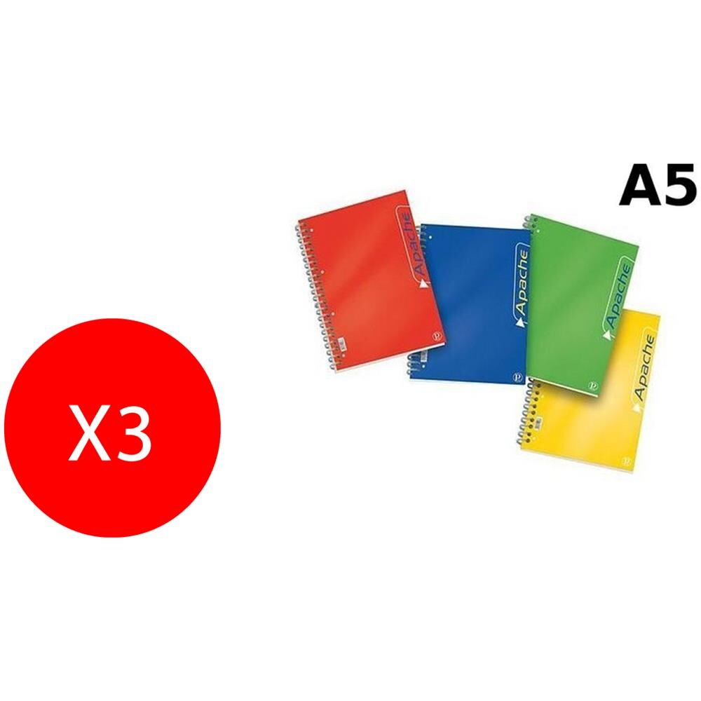 Quaderno Spiralato Apache A5 Skip 140 Fogli Rigatura 5m 02138075m 3 Pezzi - Foto 1