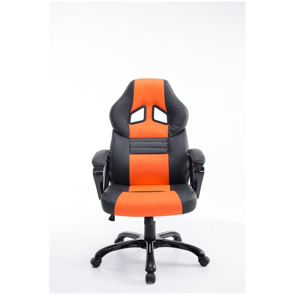 Poltrona Gaming Ufficio Pedro XL - Sedia Racing Imbottita in Similpelle - Poltrona Sport Regolabile e Reclinabile - Carico Max 150 kg Nero Arancione - Foto 2