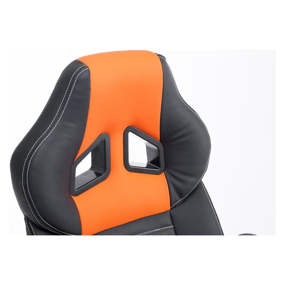 Poltrona Gaming Ufficio Pedro XL - Sedia Racing Imbottita in Similpelle - Poltrona Sport Regolabile e Reclinabile - Carico Max 150 kg Nero Arancione - Foto 5