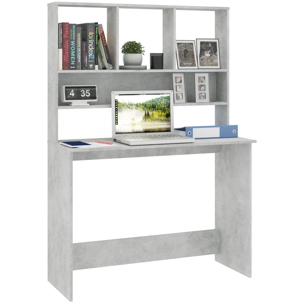 Scrivania Mensole Grigio Cemento 110x45x157cm Legno Multistrato - Foto 2