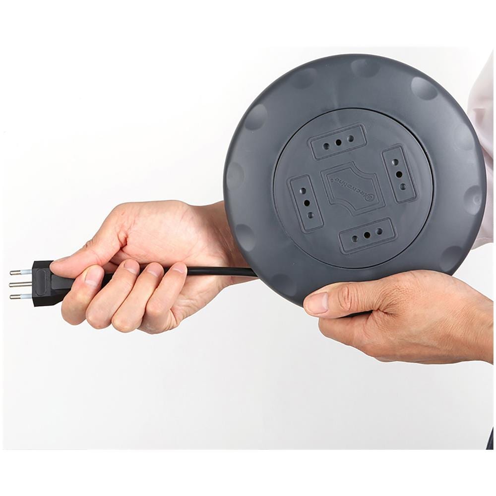 49024 Prolunga Con Avvolgicavo, 4 Prese Bivalenti 10/16a, Nero, 5 M - Foto 2