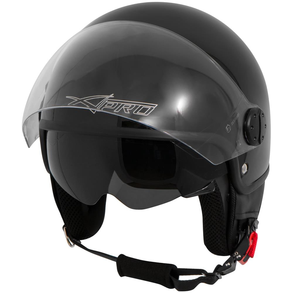 Casco Jet Scooter Moto Omologato Ece 22 Doppia Visiera Parasole Nero Xl - Foto 5