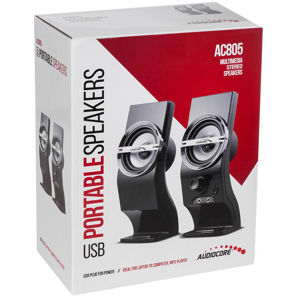 Altoparlanti Audiocore Computer Pc Usb 2.0 Potenza 2x3w Jack Da 3,5 Mm Mini Rosso E Nero - Foto 2