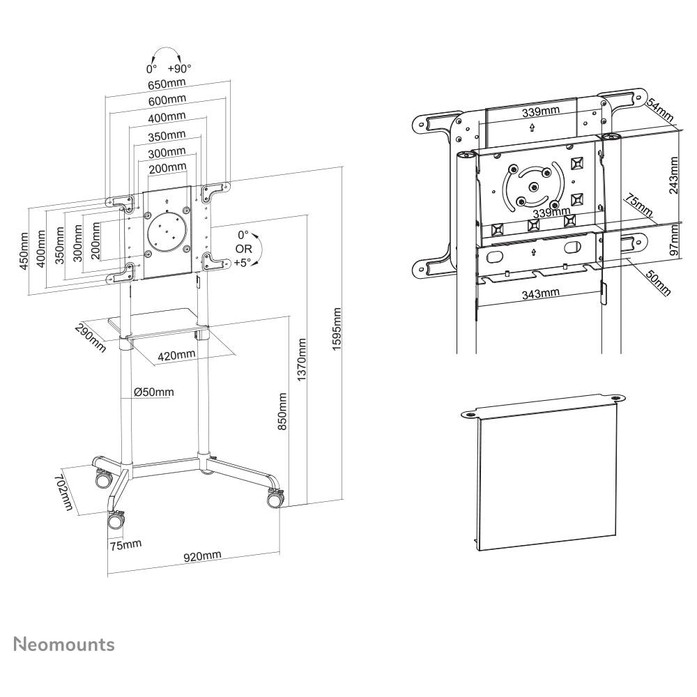 Supporto TV Portatile da 37-70" con Poortata Massima 70 kg Colore Bianco - Foto 10