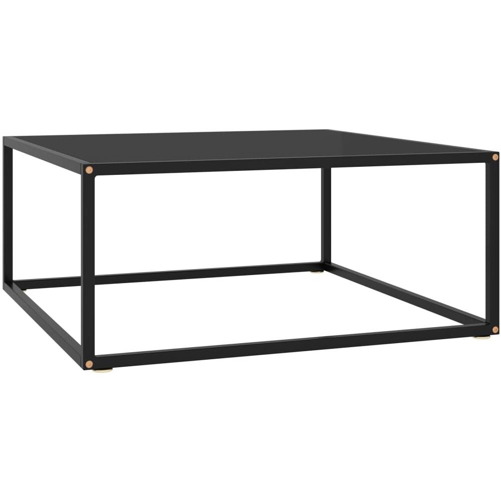 Tavolino Da T Nero Con Vetro Nero 80x80x35 Cm - Foto 1