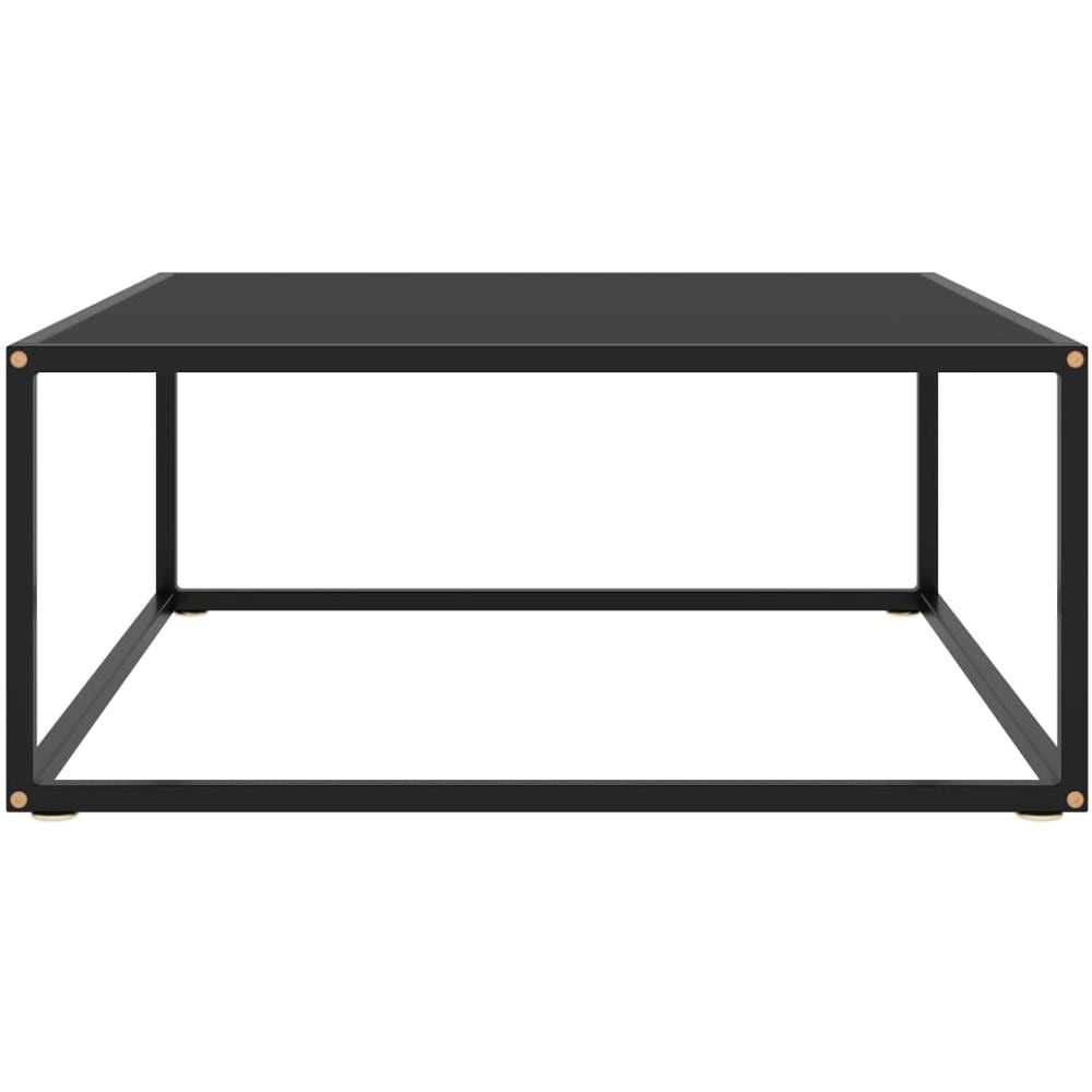 Tavolino Da T Nero Con Vetro Nero 80x80x35 Cm - Foto 2