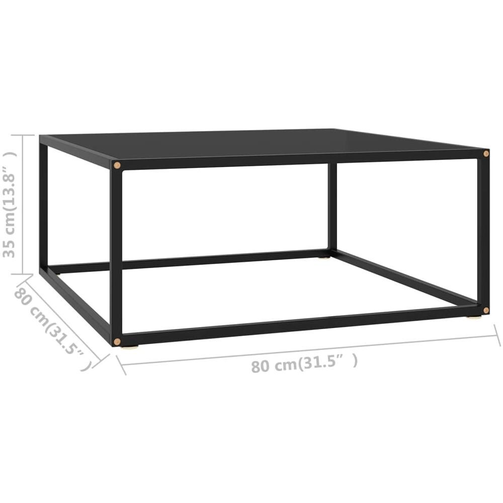 Tavolino Da T Nero Con Vetro Nero 80x80x35 Cm - Foto 5