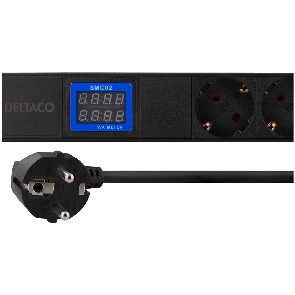 Pdu 19"" Con 7 Connettori, 3500w, Cee 7/3, Volt / amperometro Digitale - Foto 2