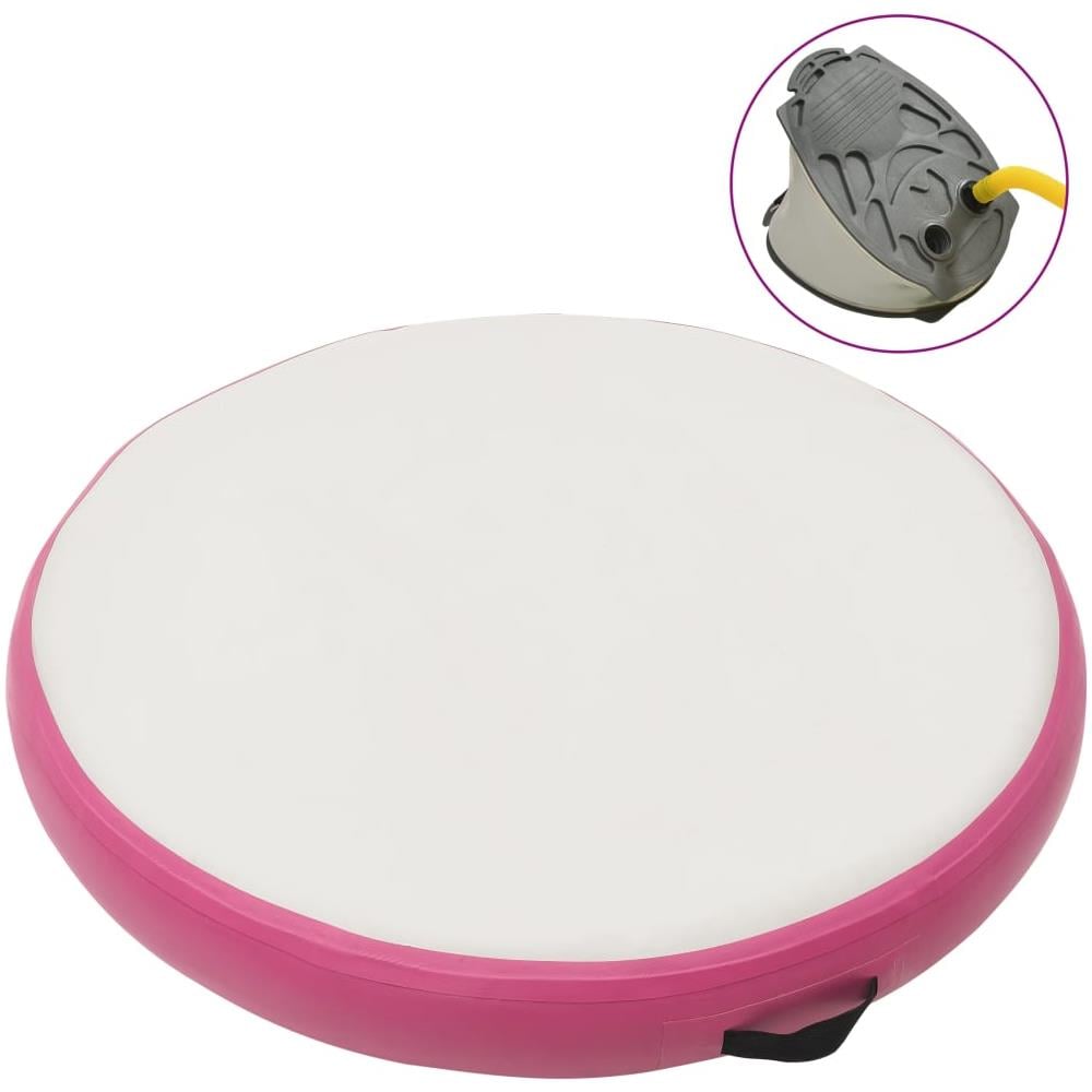 Tappetino Ginnastica Gonfiabile con Pompa 100x100x10cm PVC Rosa - Foto 1