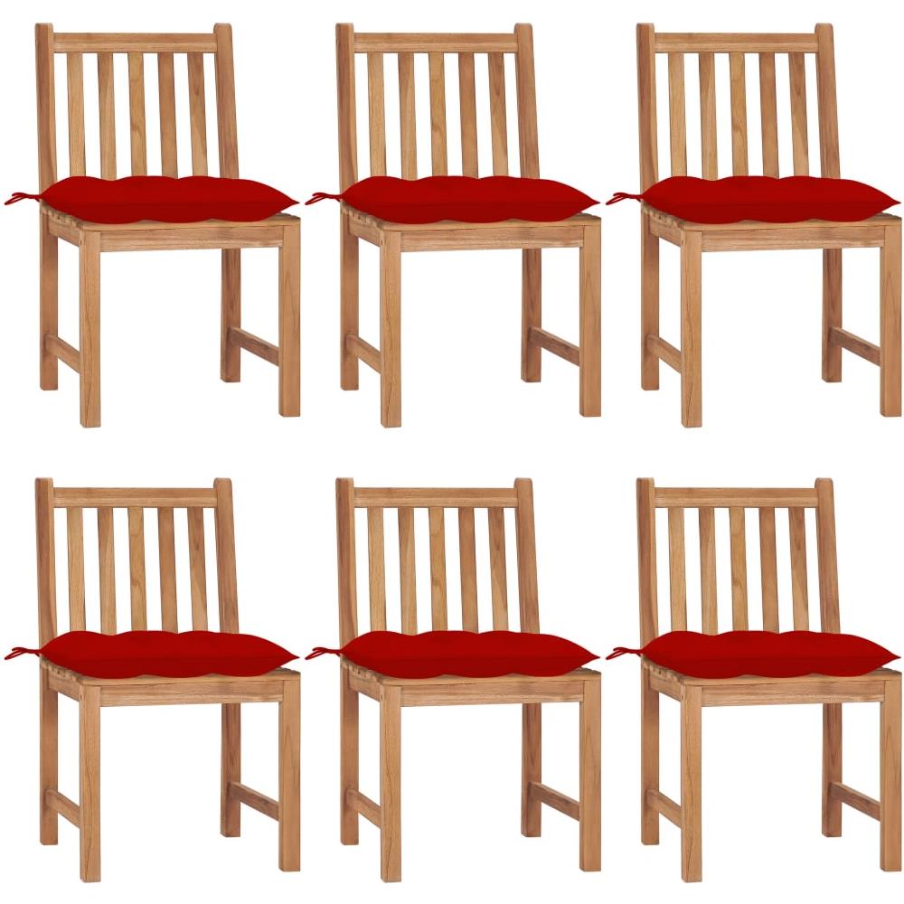 Sedie da Giardino 6 pz con Cuscini in Legno Massello di Teak - Foto 1
