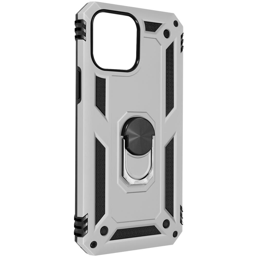 Cover Iphone 13 Mini Anti-urto Ibrida Anello Funzione Supporto Argento - Foto 2
