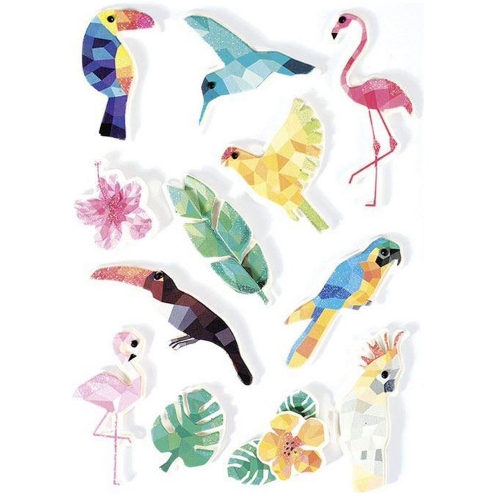 36 Adesivi 3d - Uccelli Tropicali 6 Cm - Foto 1