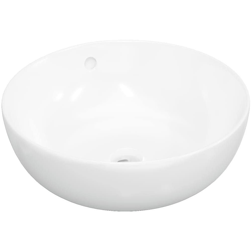 Lavandino Bianco 44x17 Cm In Ceramica Rotondo - Foto 2