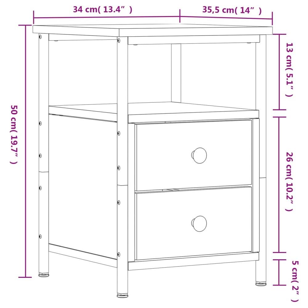 Comodino Grigio Sonoma 34x35,5x50 Cm In Legno Multistrato - Foto 2