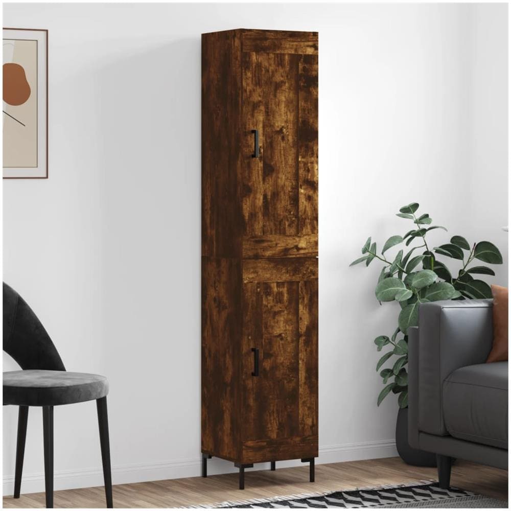 Credenza Rovere Fumo 34,5x34x180 Cm In Legno Multistrato - Foto 1