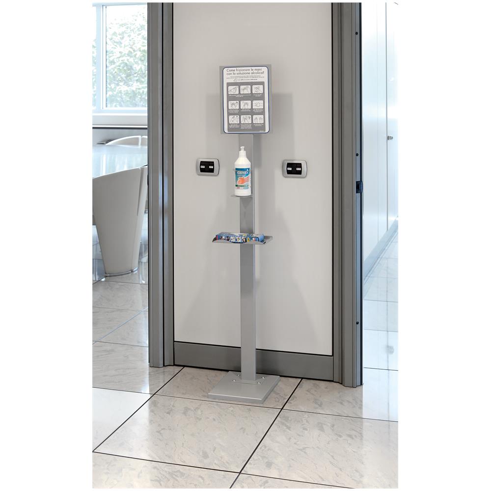 Piantana Per Barattolo ? 100 Mm Max, Con Mensola Porta Guanti O Mascherine - 25x153x30 Cm - Foto 2