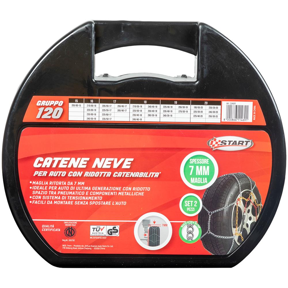 Set Di 2 Pezzi Catene Da Neve - 7 Millimetri - Gruppo 120 - Massima Aderenza E Sicurezza Con Sistema Di Tensionamento - Omologazione Onorm V5117 - Foto 1