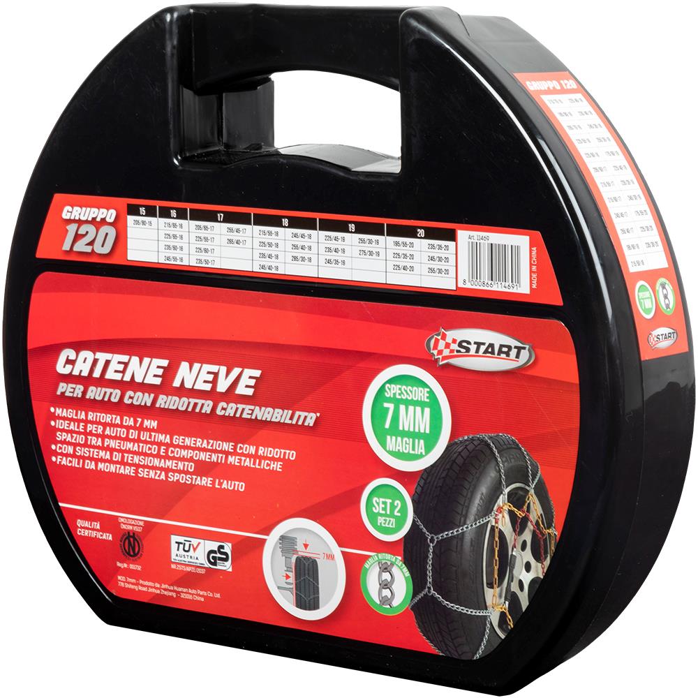 Set Di 2 Pezzi Catene Da Neve - 7 Millimetri - Gruppo 120 - Massima Aderenza E Sicurezza Con Sistema Di Tensionamento - Omologazione Onorm V5117 - Foto 2