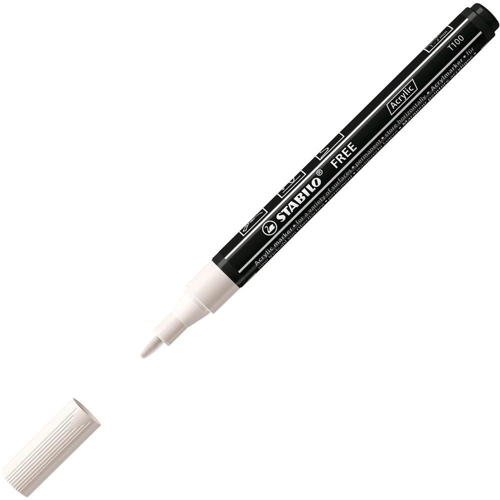 FREE Acrylic - Marker acrilico - Pack da 3 - 1x T100, T300, T800C - con 3 punte diverse - Bianco - Foto 2
