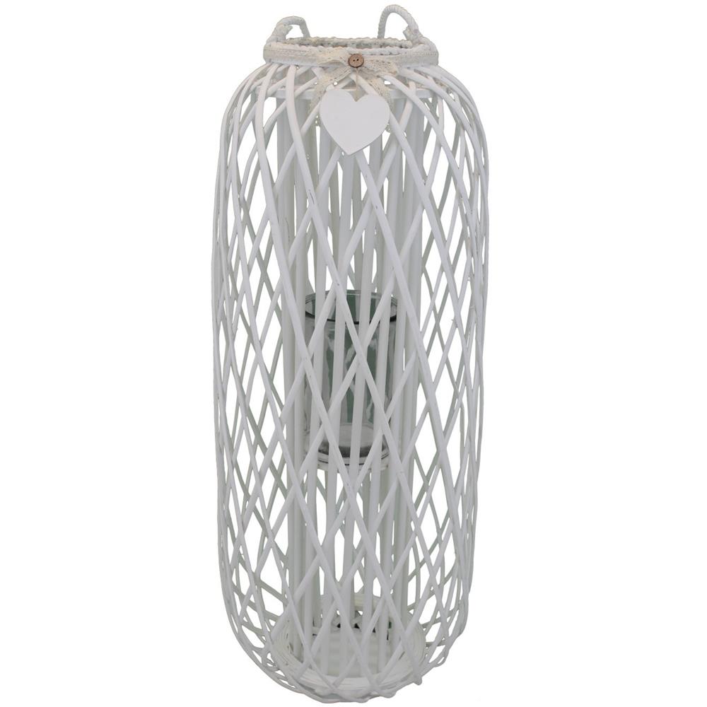 Lanterna In Vimini Bianca Ø 40 X 106 Per Interno E Esterno, Portico, Porta Candela, Porta Fiori, Giardino Decorazioni - Foto 1