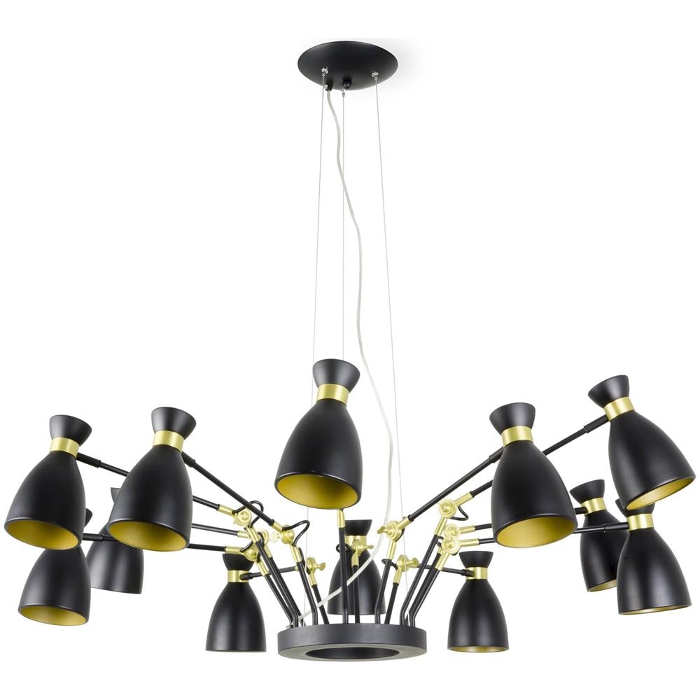 Sospensione Retro 12 Luci 20048 Nero E Oro - Foto 1