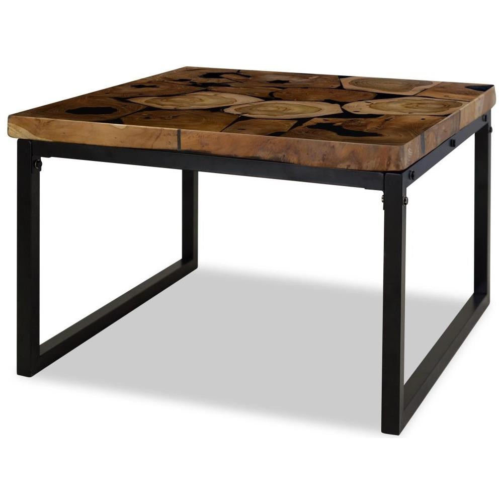 Tavolino Da Caffè In Legno Di Teak E Resina 60x60x40 Cm - Foto 2
