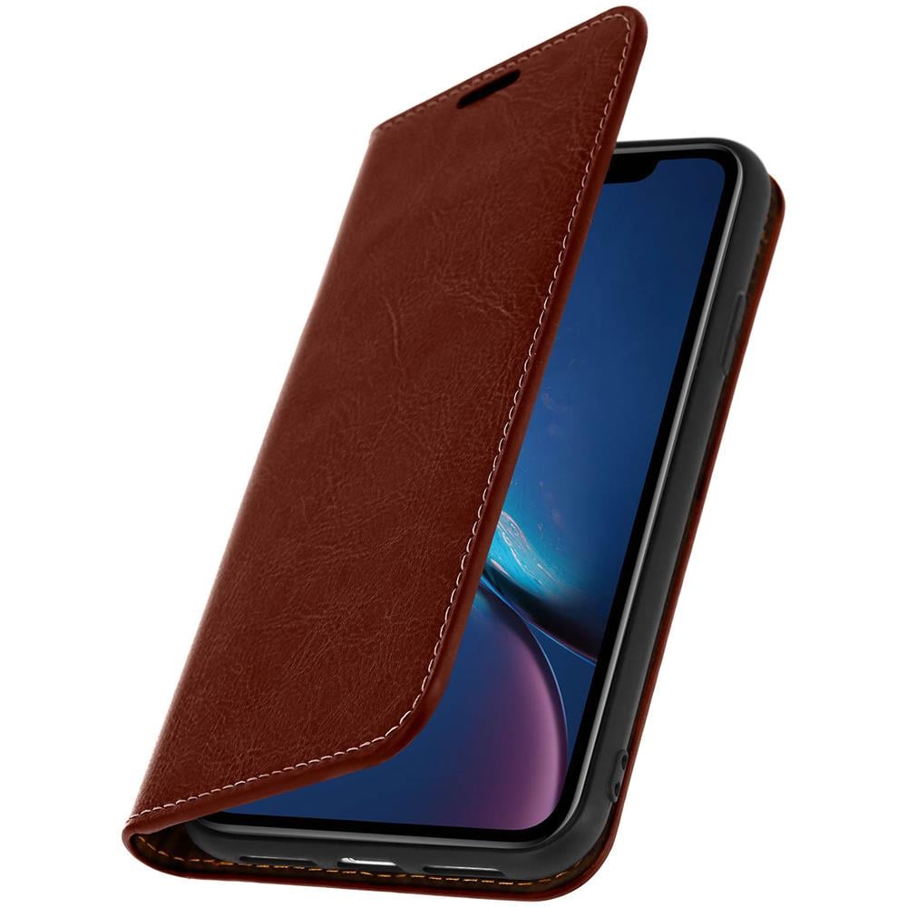 Custodia Apple Iphone Xr In Pelle Portafoglio Funzione Supporto Marrone - Foto 2