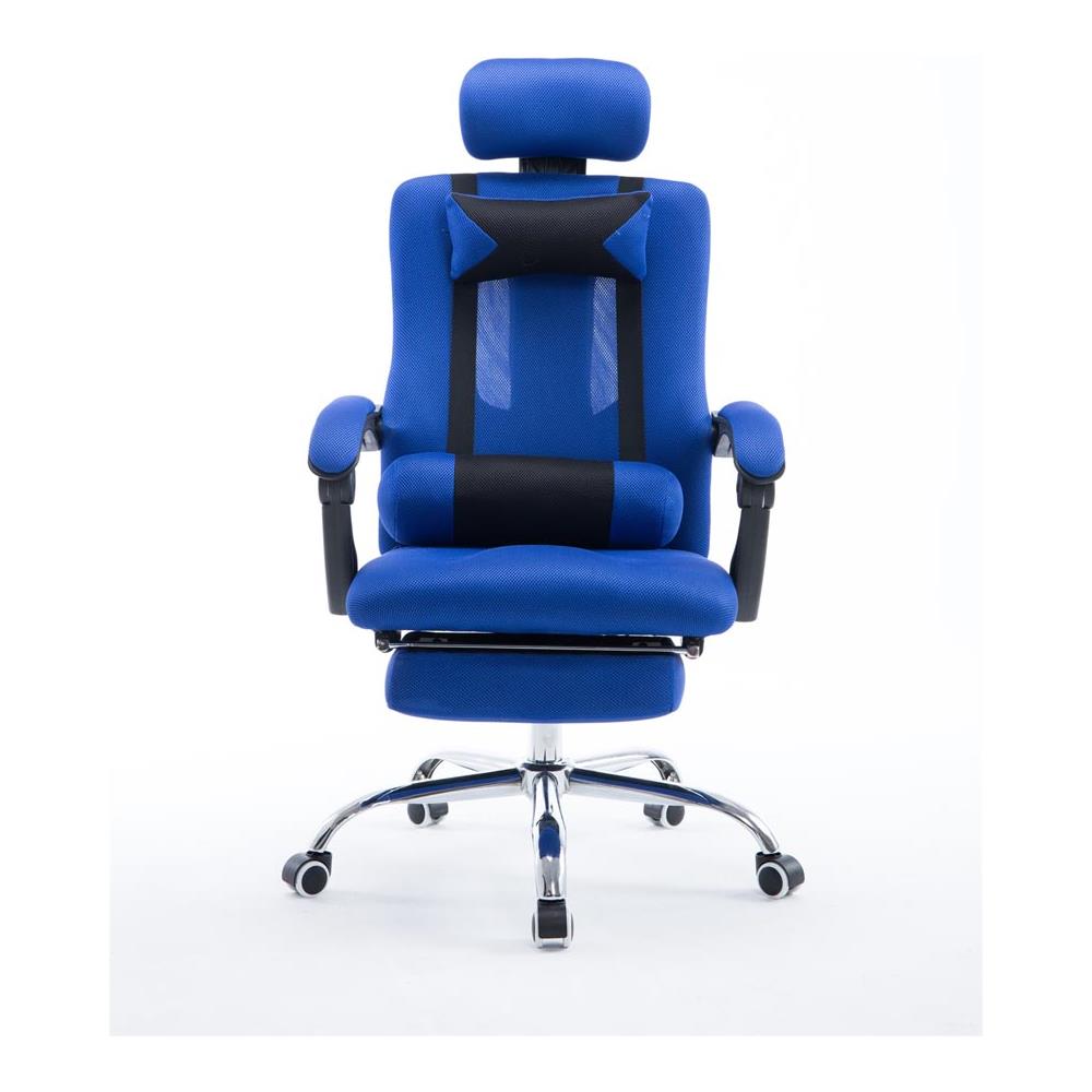 Poltrona da Ufficio Fellow in Tessuto a Rete - Sedia Studio Reclinabile con Doppio Cuscino I Poltrona Gaming Ergonomica con Poggiapiedi Allungabile e Ruote I Portata Max 115 kg Blu - Foto 2