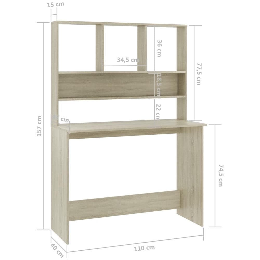 Scrivania e Ripiani Rovere Sonoma 110x45x157 Legno Multistrato - Foto 11