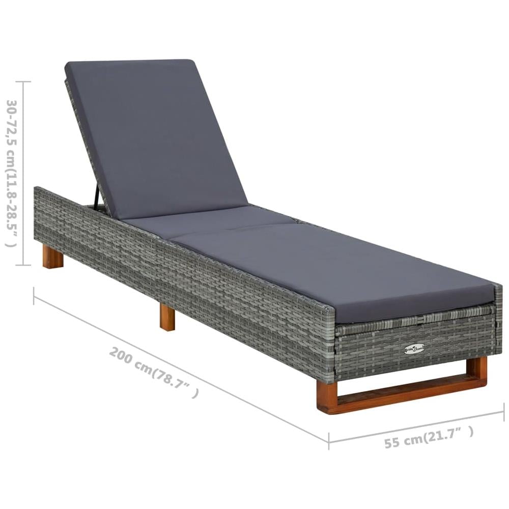 Lettino Prendisole Con Cuscino In Polyrattan Grigio - Foto 6