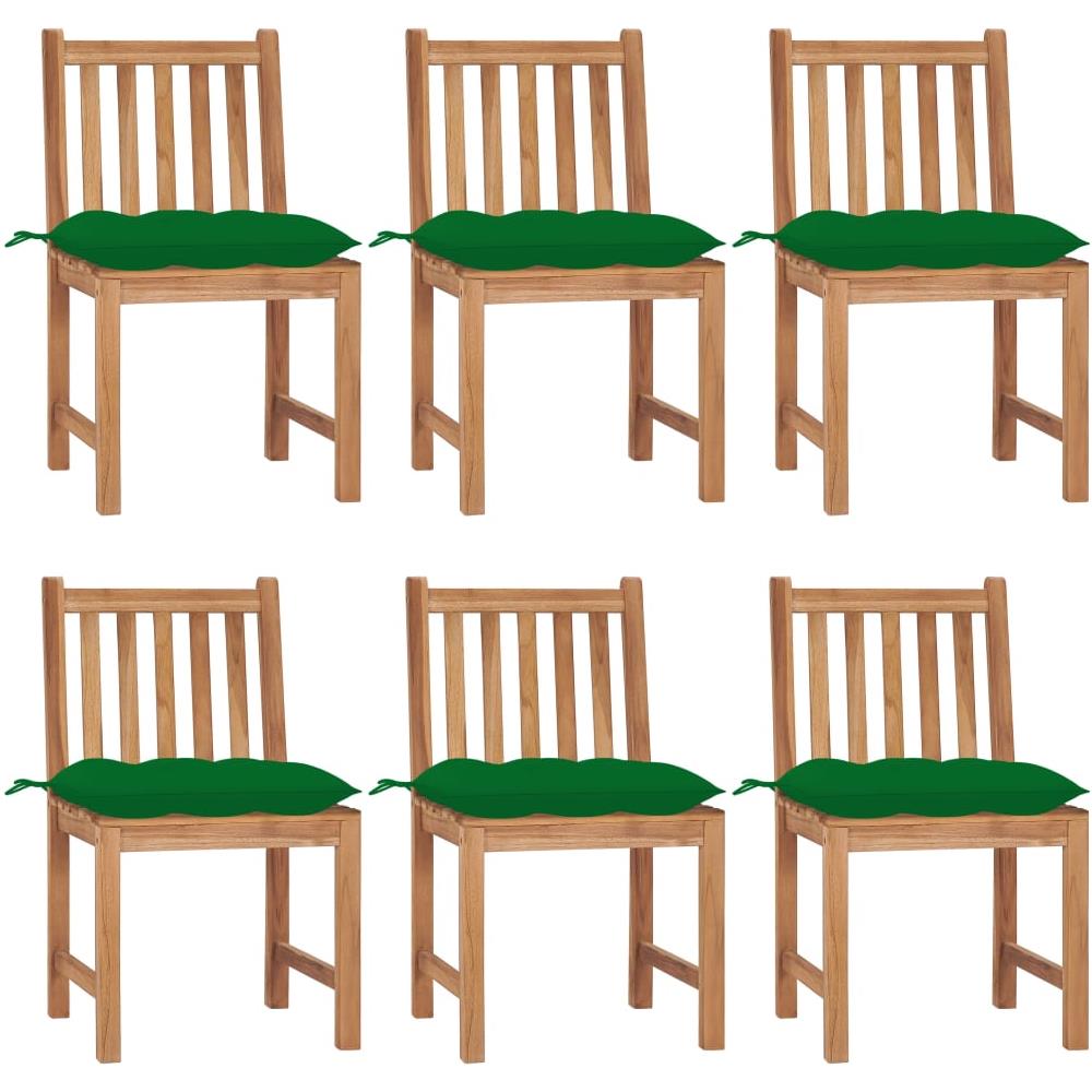 Sedie da Giardino 6 pz con Cuscini in Legno Massello di Teak - Foto 1