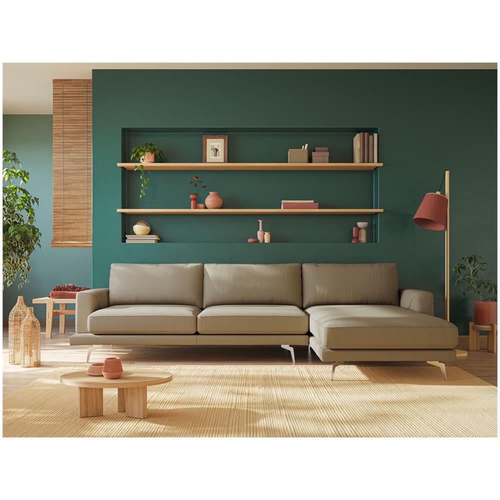 Dorian Divano Moderno Angolare Con Penisola In Tessuto Morbido Antimacchia T05 Carta Da Zucchero 288 Cm Sinistro - Foto 6