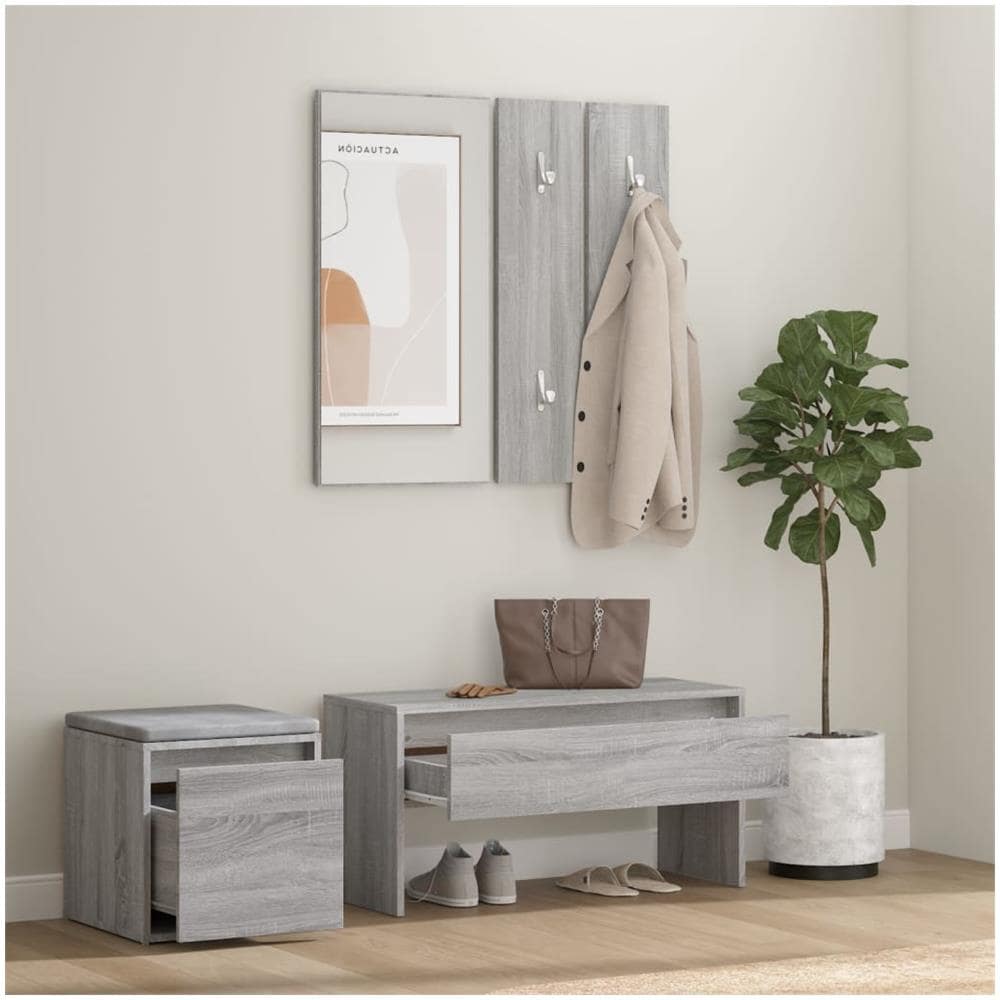 Set Di Mobili Da Corridoio Grigio Sonoma In Legno Multistrato - Foto 3